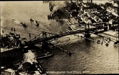 Ak Wilhelmshaven in Niedersachsen, Fliegeraufnahme der Kaiser Wilhelm Brücke