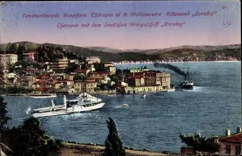 Ak Konstantinopel Istanbul Türkei, Thérapia, Deutsches Kriegsschiff, SMS Loreley, Stationär
