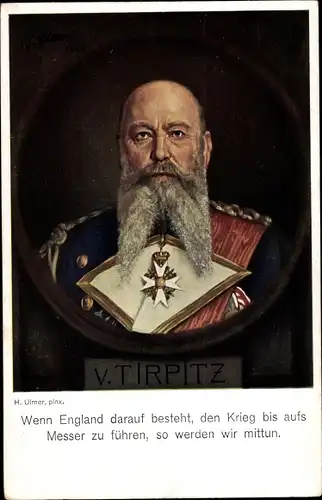 Künstler Ak Ulmer, H., Großadmiral Alfred von Tirpitz, Nachfolger Hollmanns