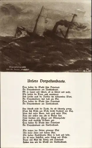Lied Ak Unsere Vorpostenboote, Deutsches Kriegsschiff, Kaiserliche Marine