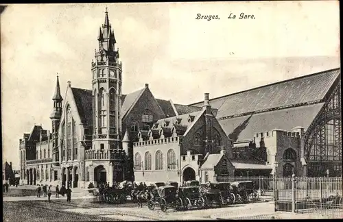 Ak Bruges Brügge Flandern Westflandern, La Gare