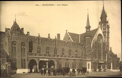 Ak Bruges Brügge Flandern Westflandern, La Gare