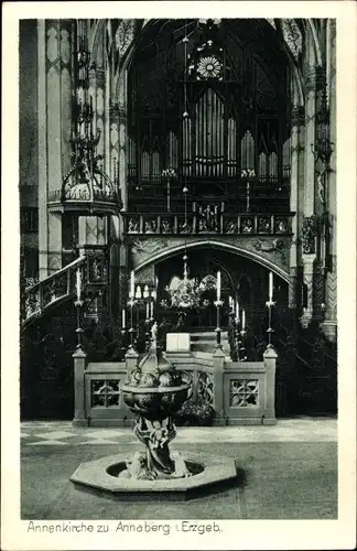 Ak Annaberg Buchholz Erzgebirge, Annenkirche, Innenansicht, Orgel