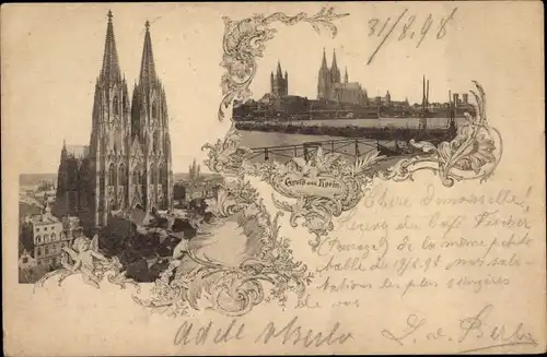 Ak Köln am Rhein, Teilansicht, Dom