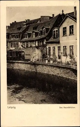 Ak Leipzig in Sachsen, Naundörfchen, Häuserzeile am Wasser