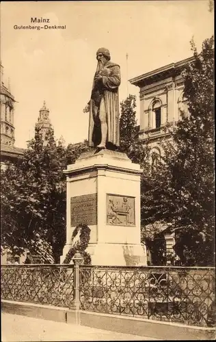 Ak Mainz am Rhein, Gutenberg Denkmal