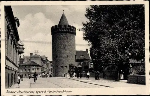 Ak Brandenburg a.d. Havel, Straßenpartie mit Blick auf Steintorturm