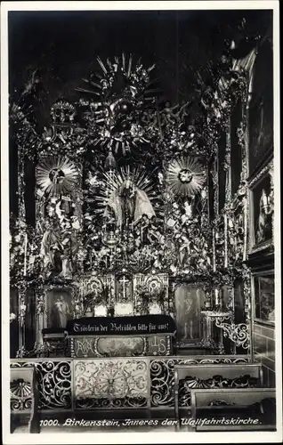 Ak Birkenstein Fischbachau in Oberbayern, Inneres der Wallfahrtskirche, Altar