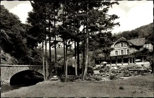 Ak Lorch Rheingau, Gasthaus Kammerburg im Wispertal, Brücke