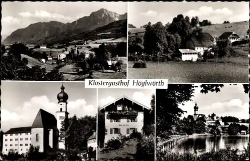 Ak Anger in Oberbayern, Klostergasthof Höglwörth, Panorama, Ortsansichten