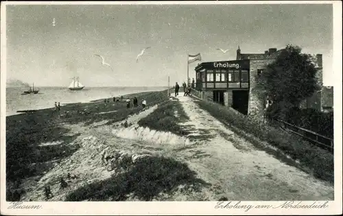 Ak Husum in Nordfriesland, Erholung am Nordseedeich