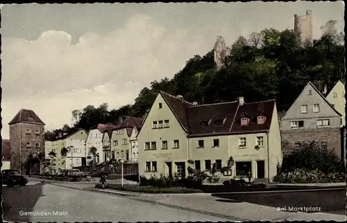 Ak Gemünden am Main, Partie am Marktplatz