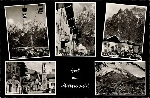 Ak Mittenwald in Oberbayern, Kranzberglift, Obermarkt, Panorama