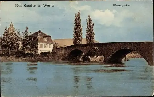 Ak Bad Sooden Allendorf an der Werra Hessen, Werrapartie, Brücke
