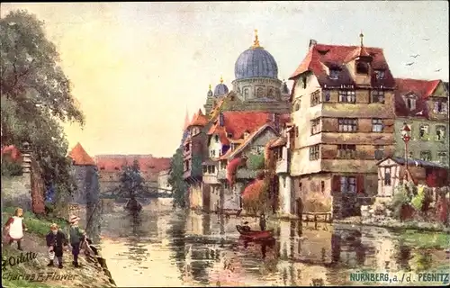 Künstler Ak Flower, Charles E., Nürnberg, Synagoge, Insel Schütt