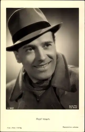 Ak Schauspieler Rolf Weih, Portrait mit Hut, Berlin Film