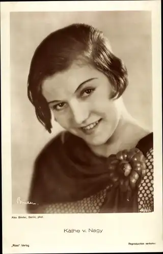 Ak Schauspielerin Käthe von Nagy, Portrait