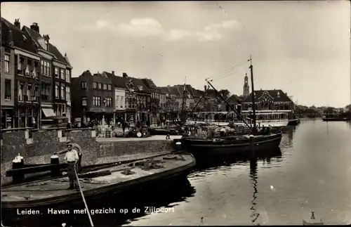 Ak Leiden Südholland Niederlande, Hafenpartie