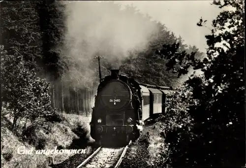 Ak Gut angekommen, Deutsche Eisenbahn, Dampflokomotive, Tender 56 2480