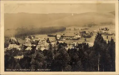 Ak Świeradów Zdrój Bad Flinsberg Schlesien, Blick auf den Ort vom Waldfrieden