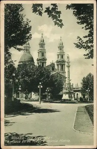 Ak Rosario Argentinien, Plaza 25 de Mayo e Iglesia Matriz