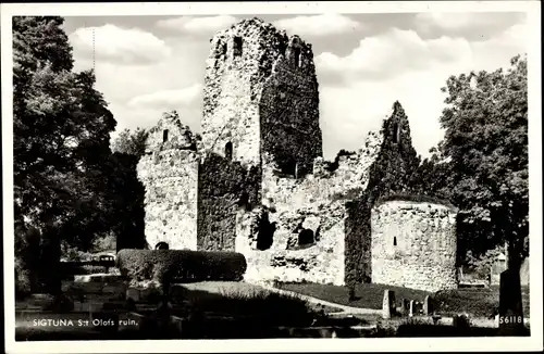 Ak Sigtuna Schweden, Slott Olofs ruin