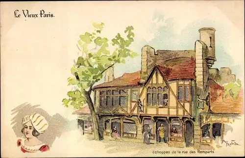 Künstler Litho Robida, Albert, Paris, Rue des Remparts