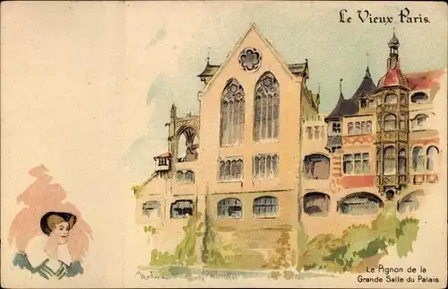 Künstler Litho Robida, Albert, Paris, Pignon de la Grande Salle du Palais