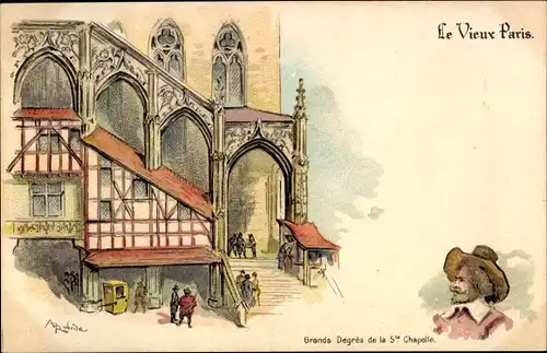 Künstler Litho Robida, Paris, Grands Degres de la 5. Chapelle