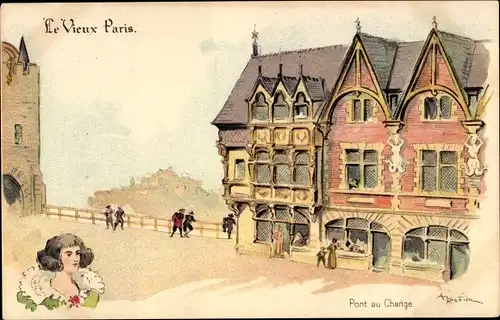 Künstler Litho Robida, Albert, Paris, Pont au Change