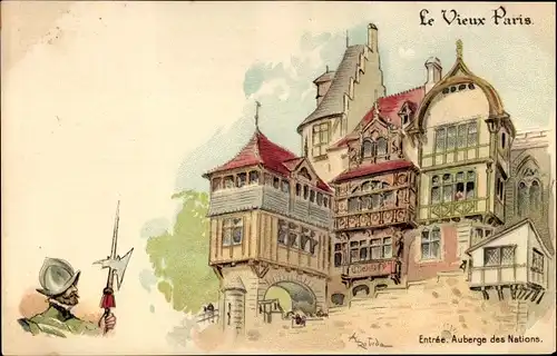 Künstler Litho Robida, Albert, Paris, Auberge des Nations