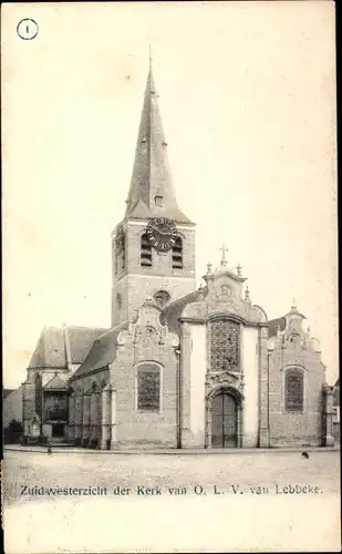 Ak Lebbeke Ostflandern Belgien, Zuidwesterzicht der Kerk van O.L.V.