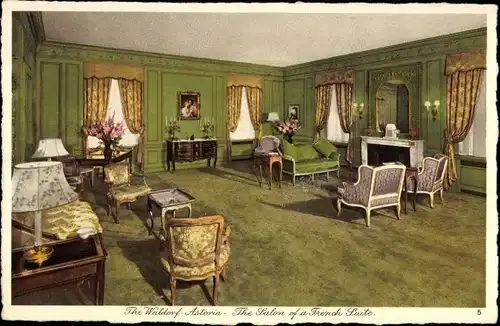 Ak New York City USA, The Waldorf Astoria, The Salon of a French Suite