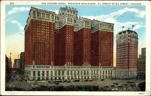Ak Chicago Illinois USA, The Stevens Hotel, Michigan Boulevard