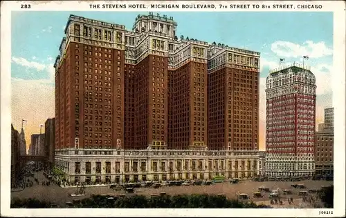Ak Chicago Illinois USA, The Stevens Hotel, Michigan Boulevard