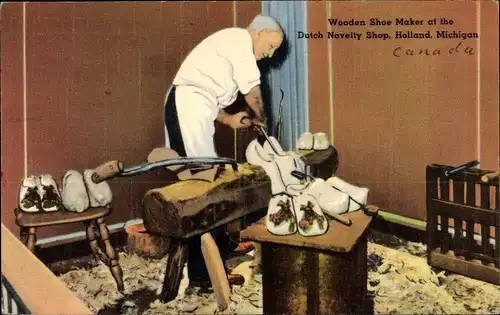 Ak Holland Michigan USA, Wooden Shoe Maker at the Dutch Novelty Shop