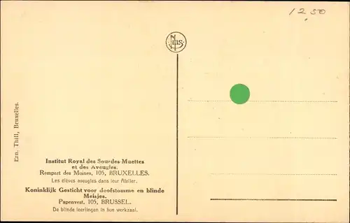 Ak Bruxelles Brüssel, Institut Royal des Sourdes Muettes et des Aveugles