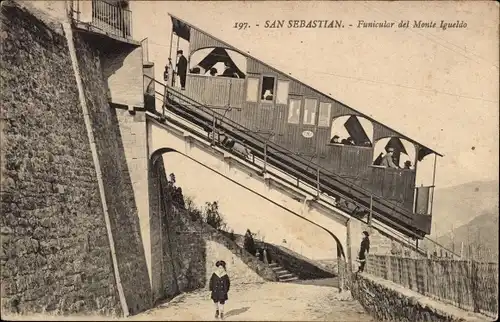 Ak San Sebastian Baskenland, Funicular del Monte Igueldo, Bergbahn