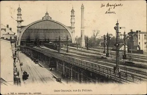 Ak Anvers Antwerpen Flandern, Hauptbahnhof