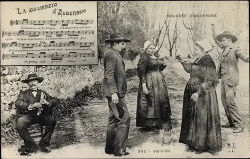 Lied Ak Bourree Auvergne, La Bourreio d'Aubergno, Tanzende Menschen