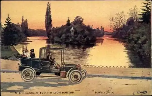 Künstler Ak Puteaux Hauts de Seine, Automobil, Landaulet, 15 HP, Dion Bouton