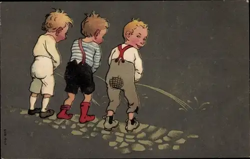 Ak Drei pinkelnde Jungen