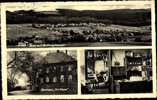 Ak Brünnighausen Coppenbrügge Niedersachsen, Panorama, Gasthaus zur Krone