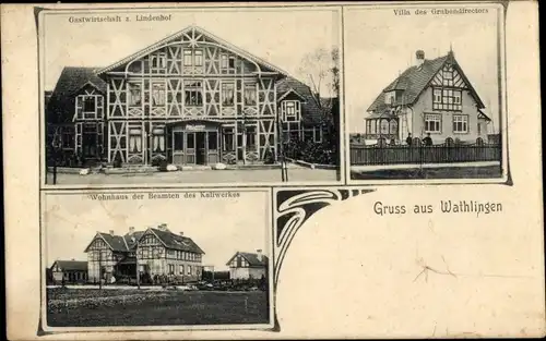 Ak Wathlingen Niedersachsen, Gastwirtschaft z. Lindenhof, Villa des Grubendirektors, Beamtenwohnhaus