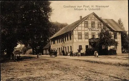 Ak Müden an der Örtze Faßberg Lüneburger Heide, Gasthaus zur Post, H. Niemeyer