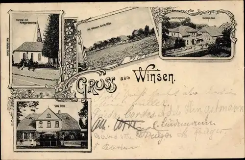 Ak Winsen an der Aller, Kirche, Kriegerdenkmal, Villa Otte, Geschäftshaus, Ortsansicht