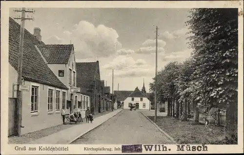 Ak Koldenbüttel in Nordfriesland, Straßenpartie, Kirchspielkrug