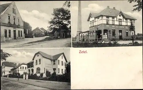 Ak Zetel in Friesland, Straßenpartie mit Gasthof, Molkerei, Wohnhäuser