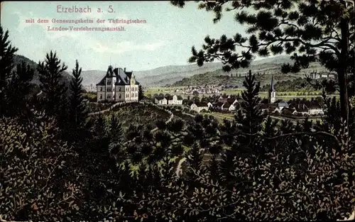 Ak Etzelbach Uhlstädt Kirchhasel in Thüringen, Blick auf das Genesungsheim, Stadtpanorama