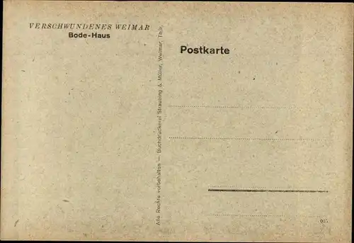 Künstler Ak Halboth, Kurt, Weimar in Thüringen, Bode-Haus